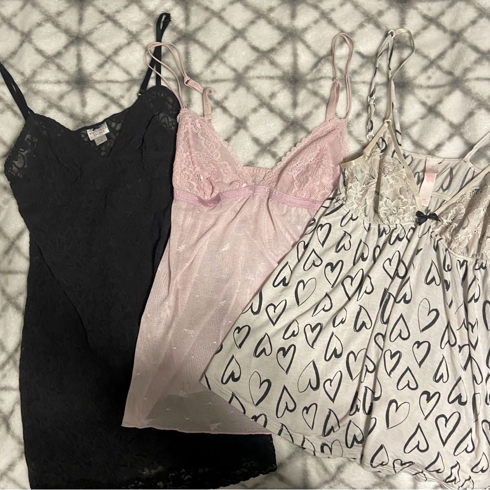 Bundle of 3 pieces 2 Victoria’s Secret camis/ sleepwear/ chemise fairycore